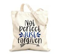 AILOONG Polyester Cotton Shopping Bags 12 oz thick fabric Not Perfect Just Forgiven Believe Quotes Reusable 35x40cm Large