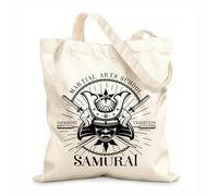 AILOONG Polyester Cotton Shopping Bags 12 oz thick fabric Samurai Martial Arts Print Reusable 35x40cm Large