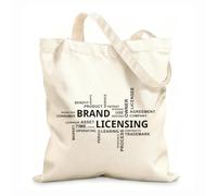 AILOONG Polyester Cotton Shopping Bags 12 oz thick fabric Word Cloud Brand Licensing Reusable 25x30cm Small