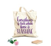 AILOONG Polyester Cotton Shopping Bags 340g/m² thick fabric Everything Is Fine When There Sunshine Quotes Reusable