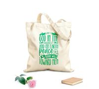 AILOONG Polyester Cotton Shopping Bags 340g/m² thick fabric God In The Highest And On Earth Peace Jesus Reusable