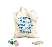 AILOONG Polyester Cotton Shopping Bags 340g/m² thick fabric Grow Through What You Go Quotes Reusable