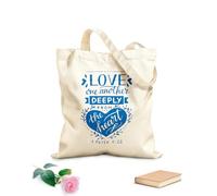 AILOONG Polyester Cotton Shopping Bags 340g/m² thick fabric Hand Lettering With Bible Verse Love One Another Reusable
