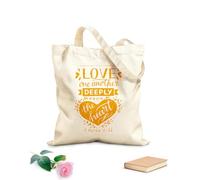 AILOONG Polyester Cotton Shopping Bags 340g/m² thick fabric Hand Lettering With Bible Verse Love One Another Reusable