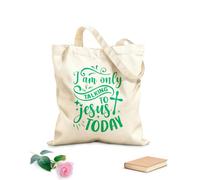 AILOONG Polyester Cotton Shopping Bags 340g/m² thick fabric I Am Only Talking To Jesus Today Reusable