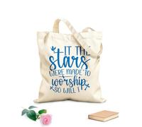 AILOONG Polyester Cotton Shopping Bags 340g/m² thick fabric It The Stars Were Made To Worship So Will I Reusable