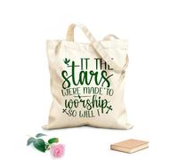 AILOONG Polyester Cotton Shopping Bags 340g/m² thick fabric It The Stars Were Made To Worship So Will I Reusable