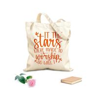 AILOONG Polyester Cotton Shopping Bags 340g/m² thick fabric It The Stars Were Made To Worship So Will I Reusable