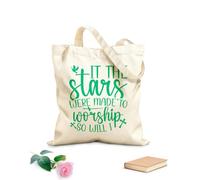 AILOONG Polyester Cotton Shopping Bags 340g/m² thick fabric It The Stars Were Made To Worship So Will I Reusable