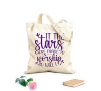 AILOONG Polyester Cotton Shopping Bags 340g/m² thick fabric It The Stars Were Made To Worship So Will I Reusable