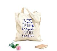 AILOONG Polyester Cotton Shopping Bags 340g/m² thick fabric Jesus Is The Season For Quotes Reusable
