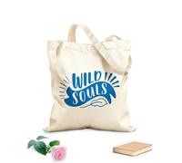 AILOONG Polyester Cotton Shopping Bags 340g/m² thick fabric Motivation Inspirational Quotes Wild Souls Reusable