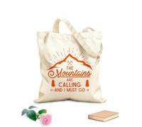AILOONG Polyester Cotton Shopping Bags 340g/m² thick fabric Mountains Are Calling Poster Reusable