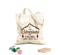 AILOONG Polyester Cotton Shopping Bags 340g/m² thick fabric Mountains Are Calling Poster Reusable