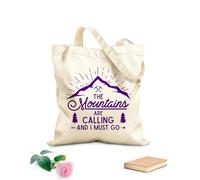 AILOONG Polyester Cotton Shopping Bags 340g/m² thick fabric Mountains Are Calling Poster Reusable