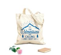 AILOONG Polyester Cotton Shopping Bags 340g/m² thick fabric Mountains Are Calling Poster Reusable