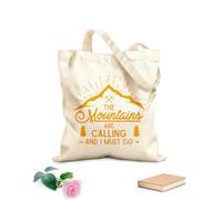 AILOONG Polyester Cotton Shopping Bags 340g/m² thick fabric Mountains Are Calling Poster Reusable