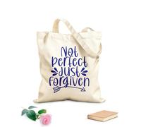 AILOONG Polyester Cotton Shopping Bags 340g/m² thick fabric Not Perfect Just Forgiven Believe Quotes Reusable