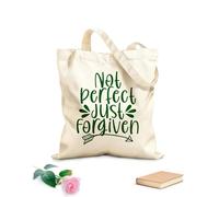 AILOONG Polyester Cotton Shopping Bags 340g/m² thick fabric Not Perfect Just Forgiven Believe Quotes Reusable