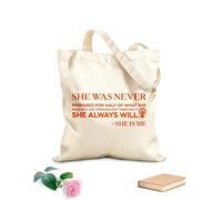 AILOONG Polyester Cotton Shopping Bags 340g/m² thick fabric She Was Never Prepared Reusable