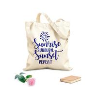 AILOONG Polyester Cotton Shopping Bags 340g/m² thick fabric Sunrise Sunburn Sunset Repeat Inspirational Quotes Reusable