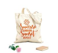 AILOONG Polyester Cotton Shopping Bags 340g/m² thick fabric Sunrise Sunburn Sunset Repeat Inspirational Quotes Reusable