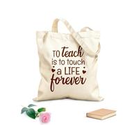 AILOONG Polyester Cotton Shopping Bags 340g/m² thick fabric To Teach Is Touch A Life Forever Inspirational Reusable