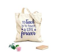 AILOONG Polyester Cotton Shopping Bags 340g/m² thick fabric To Teach Is Touch A Life Forever Inspirational Reusable