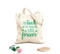 AILOONG Polyester Cotton Shopping Bags 340g/m² thick fabric To Teach Is Touch A Life Forever Inspirational Reusable