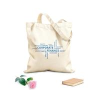 AILOONG Polyester Cotton Shopping Bags 340g/m² thick fabric Word Cloud Corporate Finance Reusable