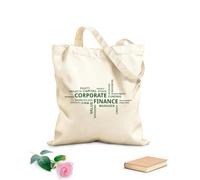 AILOONG Polyester Cotton Shopping Bags 340g/m² thick fabric Word Cloud Corporate Finance Reusable