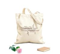 AILOONG Polyester Cotton Shopping Bags 340g/m² thick fabric Word Cloud Corporate Finance Reusable