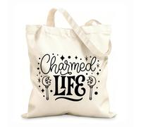 AILOONG Polyester Cotton Shopping Bags Charmed Life 12 oz thick fabric Reusable 31x36cm Medium