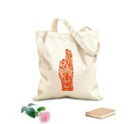 AILOONG Polyester Cotton Shopping Bags Element Yoga Mudra Hands 340g/m² thick fabric Reusable
