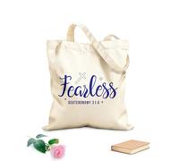 AILOONG Polyester Cotton Shopping Bags Fearless Bible Verse Christian Retro 340g/m² thick fabric Reusable