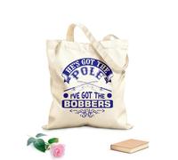 AILOONG Polyester Cotton Shopping Bags Fishing Quote And Saying He Is Got Pole 340g/m² thick fabric Reusable