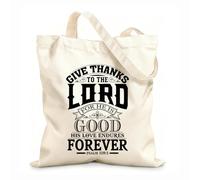 AILOONG Polyester Cotton Shopping Bags Give Thanks To The Lord For He Is Good 12 oz thick fabric Reusable 25x30cm Small
