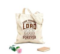 AILOONG Polyester Cotton Shopping Bags Give Thanks To The Lord For He Is Good 340g/m² thick fabric Reusable