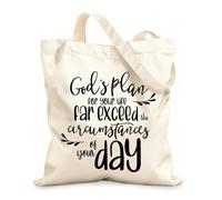 AILOONG Polyester Cotton Shopping Bags Gods Plan For Your Life Inspirational Quotes 12 oz thick fabric Reusable 25x30cm Small