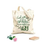 AILOONG Polyester Cotton Shopping Bags Gods Plan For Your Life Inspirational Quotes 340g/m² thick fabric Reusable