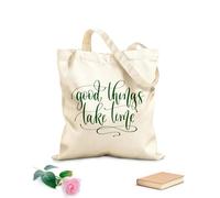 AILOONG Polyester Cotton Shopping Bags Good Things Take Time Hand Lettering Inscription 340g/m² thick fabric Reusable