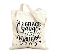 AILOONG Polyester Cotton Shopping Bags Grace Changes Everything 12 oz thick fabric Reusable 31x36cm Medium