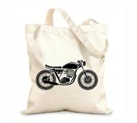 AILOONG Polyester Cotton Shopping Bags Hand Drawn Vintage Motorcycle Isolated 12 oz thick fabric Reusable 25x30cm Small