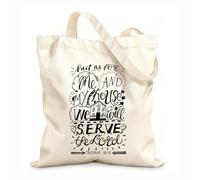 AILOONG Polyester Cotton Shopping Bags Hand Lettering Me And My House We Will Serve 12 oz thick fabric Reusable 35x40cm Large