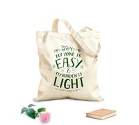 AILOONG Polyester Cotton Shopping Bags Hand Lettering With Bible Verse For My Yoke 340g/m² thick fabric Reusable