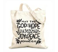 AILOONG Polyester Cotton Shopping Bags Hand Lettering Wth Bible Verse May God Hope 12 oz thick fabric Reusable 25x30cm Small