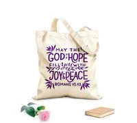 AILOONG Polyester Cotton Shopping Bags Hand Lettering Wth Bible Verse May God Hope 340g/m² thick fabric Reusable