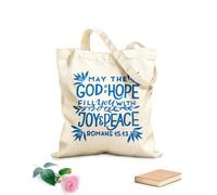 AILOONG Polyester Cotton Shopping Bags Hand Lettering Wth Bible Verse May God Hope 340g/m² thick fabric Reusable