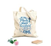 AILOONG Polyester Cotton Shopping Bags He Has Made Everything Beautiful In It Is Time 340g/m² thick fabric Reusable