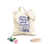 AILOONG Polyester Cotton Shopping Bags He Has Made Everything Beautiful In It Is Time 340g/m² thick fabric Reusable